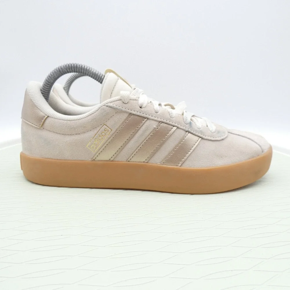 Adidas VL Court 3.0 Platform Wonder White Gold Suede Gum JI0485 Mens 7.5